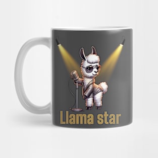 Stylish Llama Star: Funky Cartoon Animal T-Shirt Design Mug